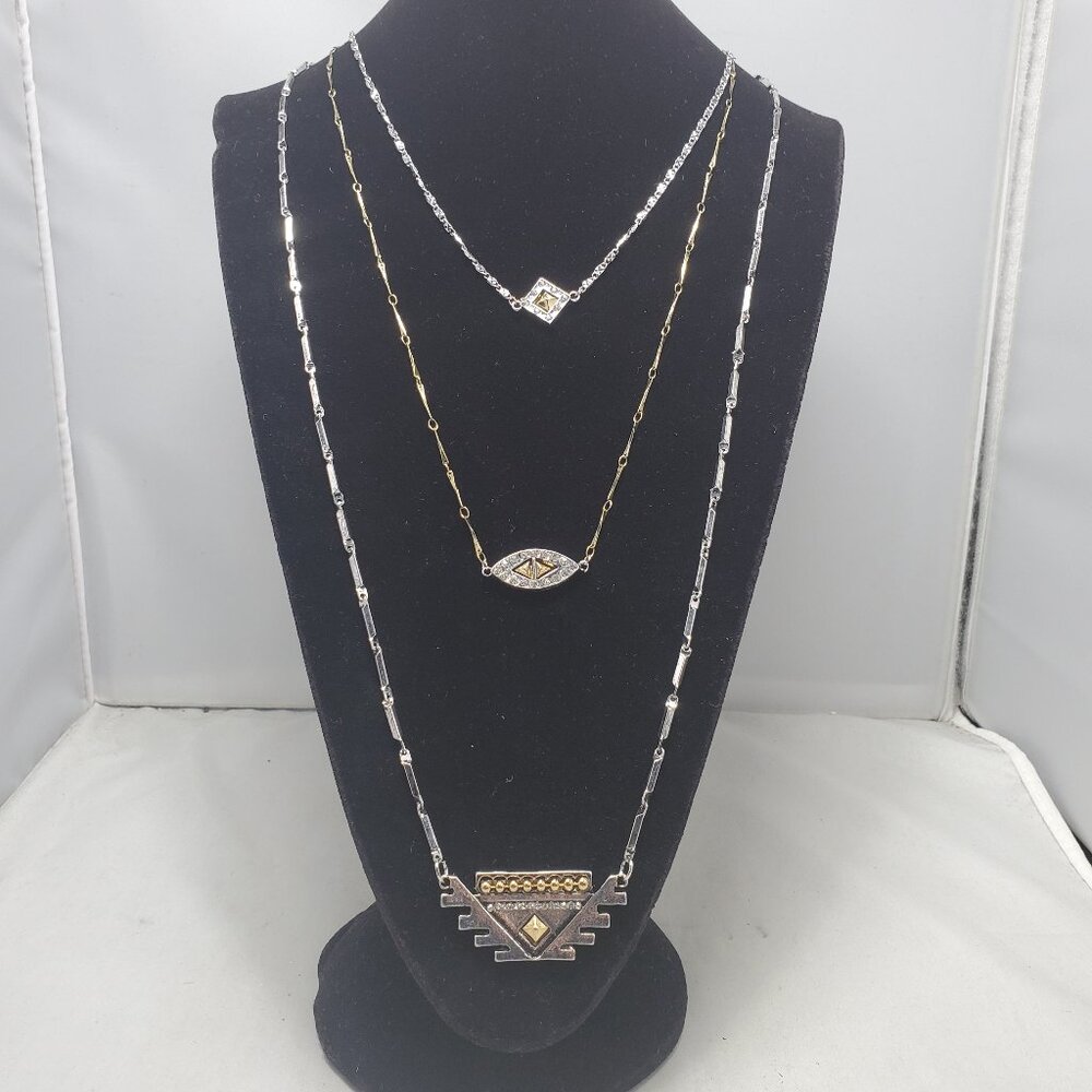 BKE 2 tone 3 layer necklace with charms